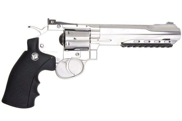 Factory Wholesale WinGun CO2 Airsoft Revolver 702 6mm Black Grip Silver - Image 3