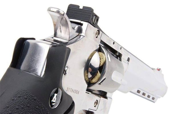 Factory Wholesale WinGun CO2 Airsoft Revolver 702 6mm Black Grip Silver - Image 4